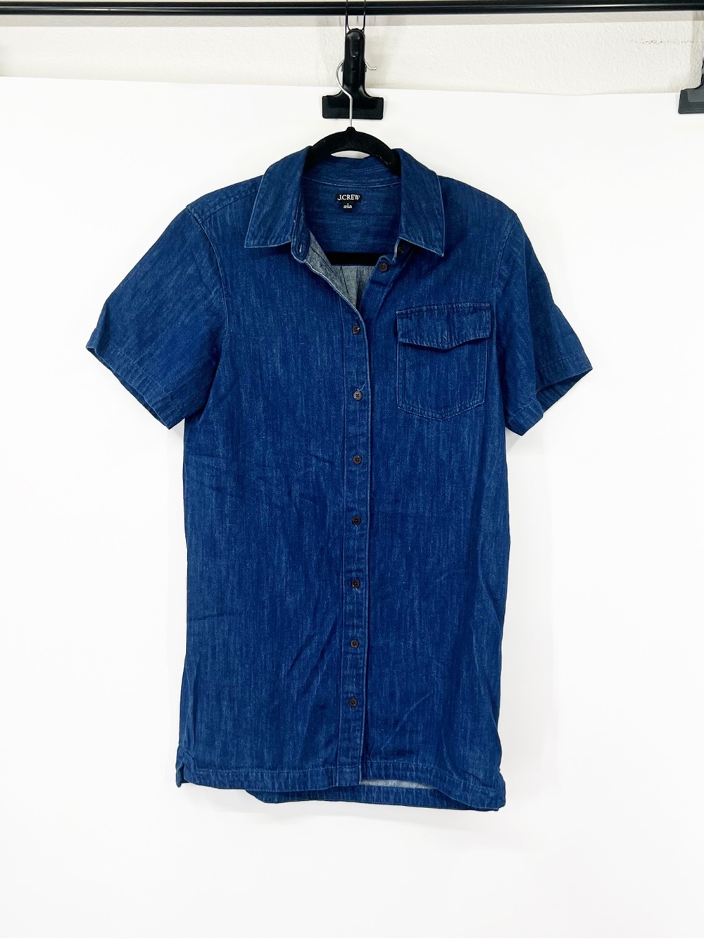 J. Crew Short-Sleeve Chambray Dress Button Front